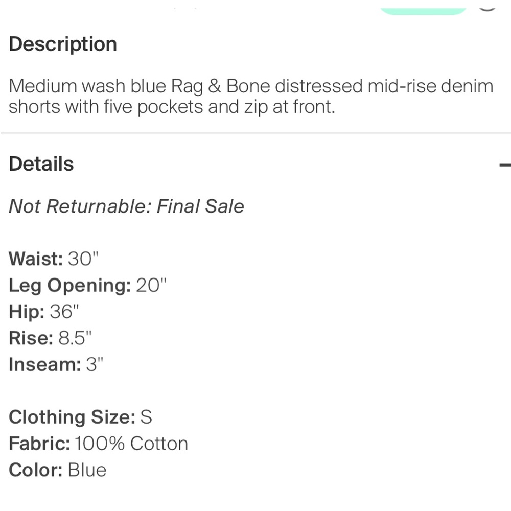 Rag And Bone Shorts Good Used Condition - image 2